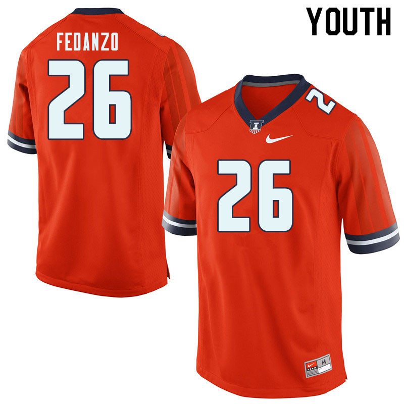 Youth #26 Nick Fedanzo Illinois Fighting Illini College Football Jerseys-Orange
